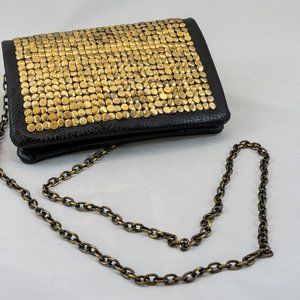 Street Level Women's Crossbody Bag, Black with Gold Chain